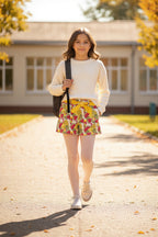 Short fleurs Fille - Jaune/Rouge image 0