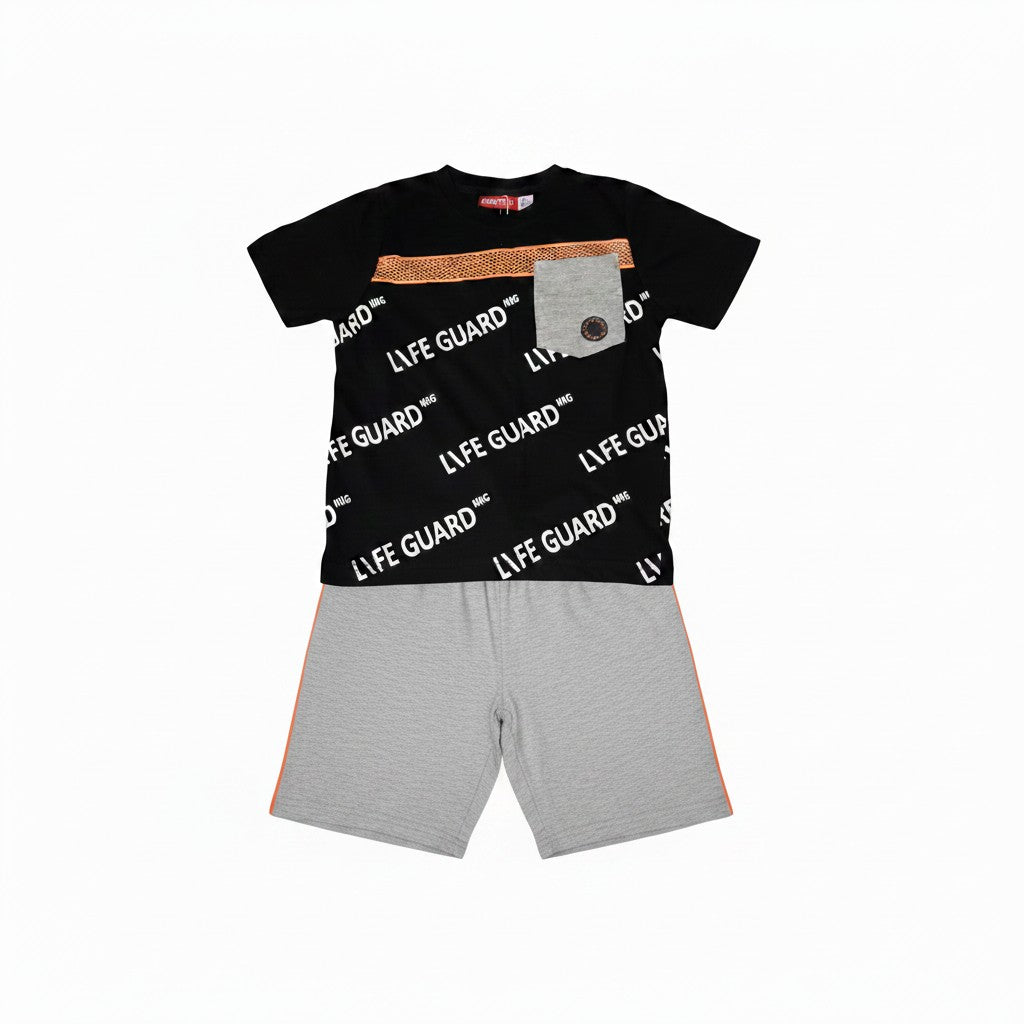 Ensemble T-shirt + Short Garçon - Gris/Noir
