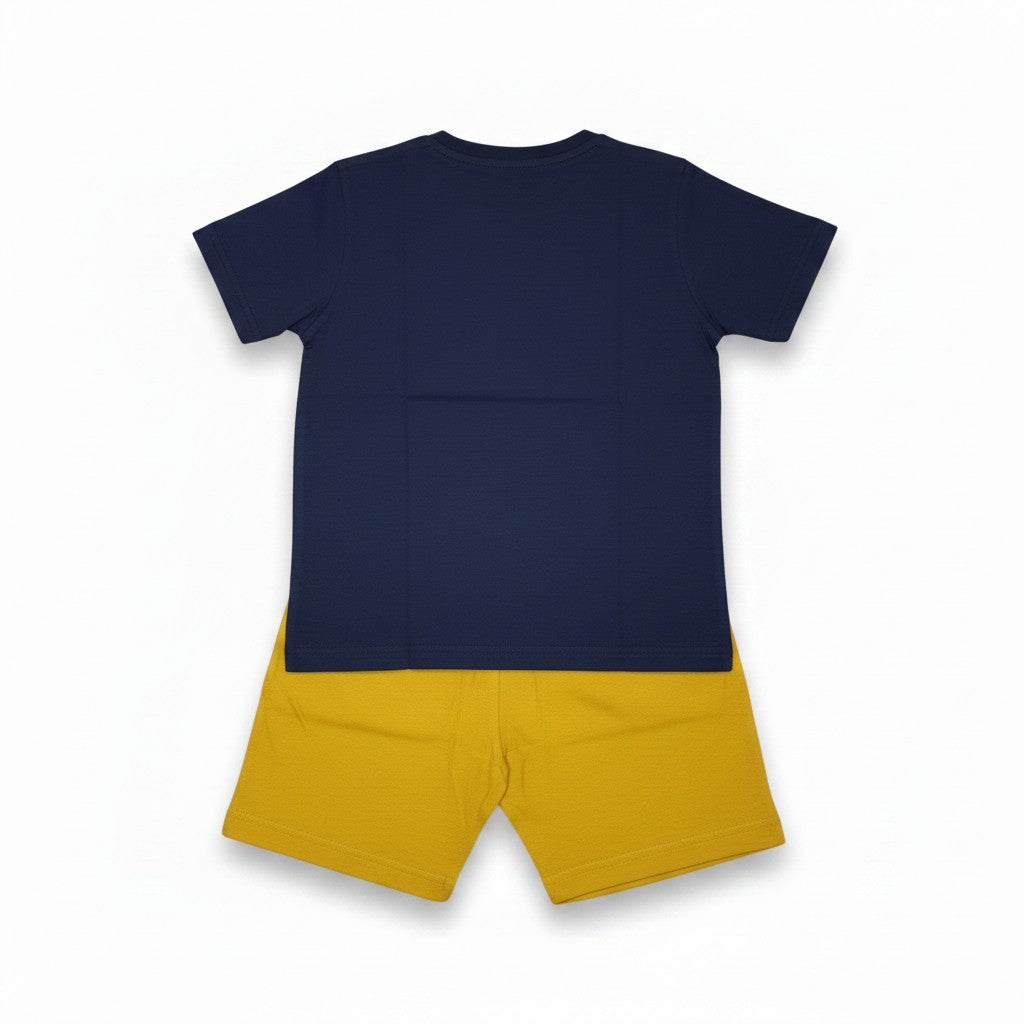 Ensemble T-shirt + Short Garçon- Bleu/Jaune