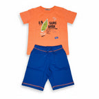 Ensemble T-shirt + Short Garçon - Orange/Bleu