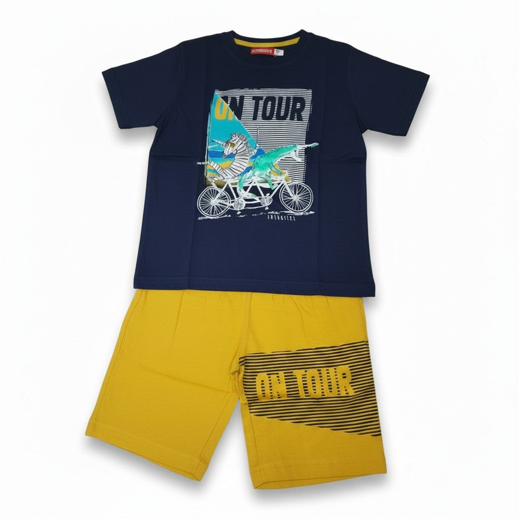 Ensemble T-shirt + Short Garçon- Bleu/Jaune