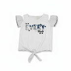 T-shirt Fille - Blanc/bleu