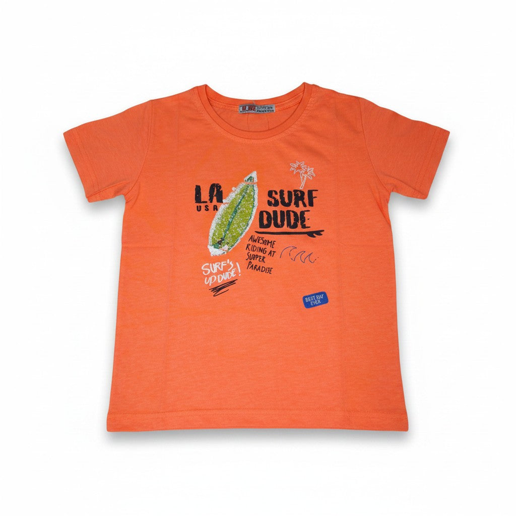 Ensemble T-shirt + Short Garçon - Orange/Bleu