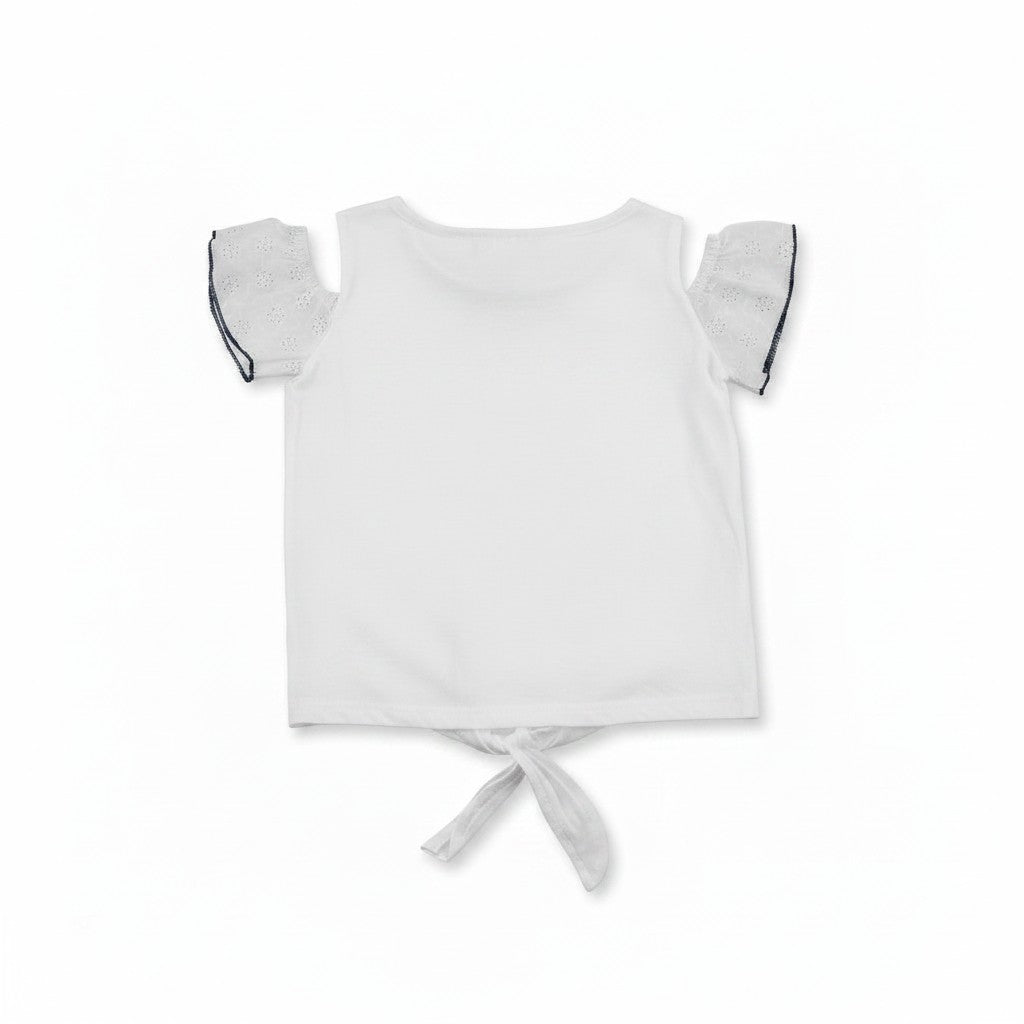 T-shirt Fille - Blanc/bleu