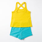 Ensemble Débardeur + Short Fille - Jaune/Bleu