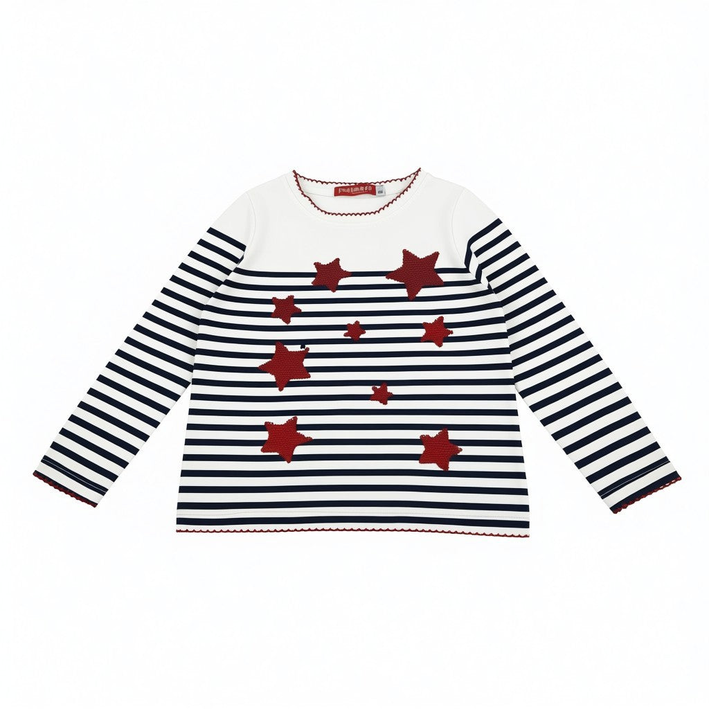 T-Shirt Fille - Blanc/Bleu