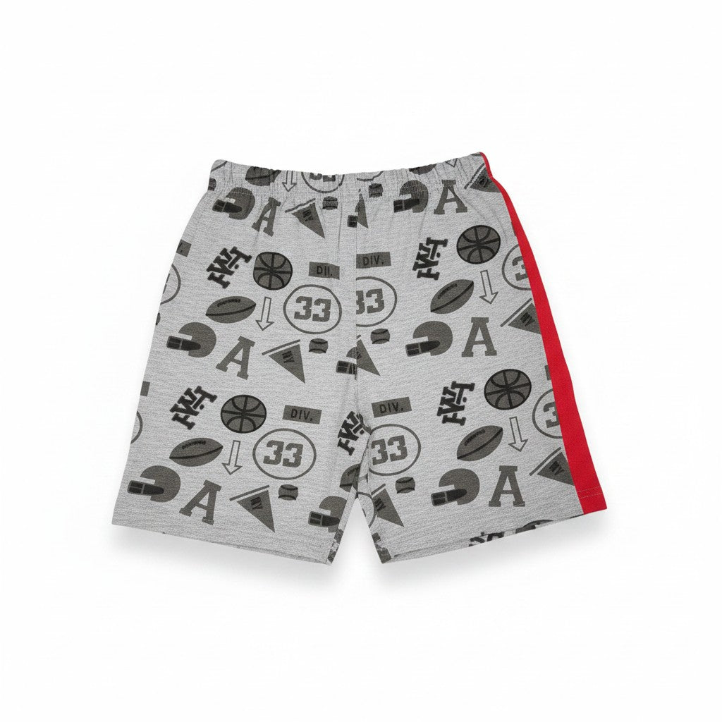 Short Garçon - Gris/rouge