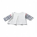 T-Shirt Fille - Blanc/bleu