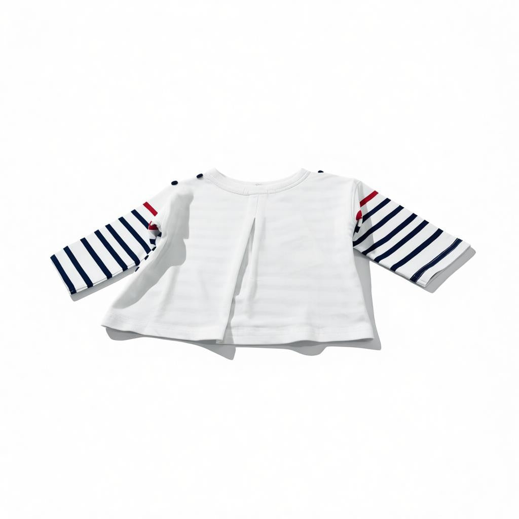 T-Shirt Fille - Blanc/bleu